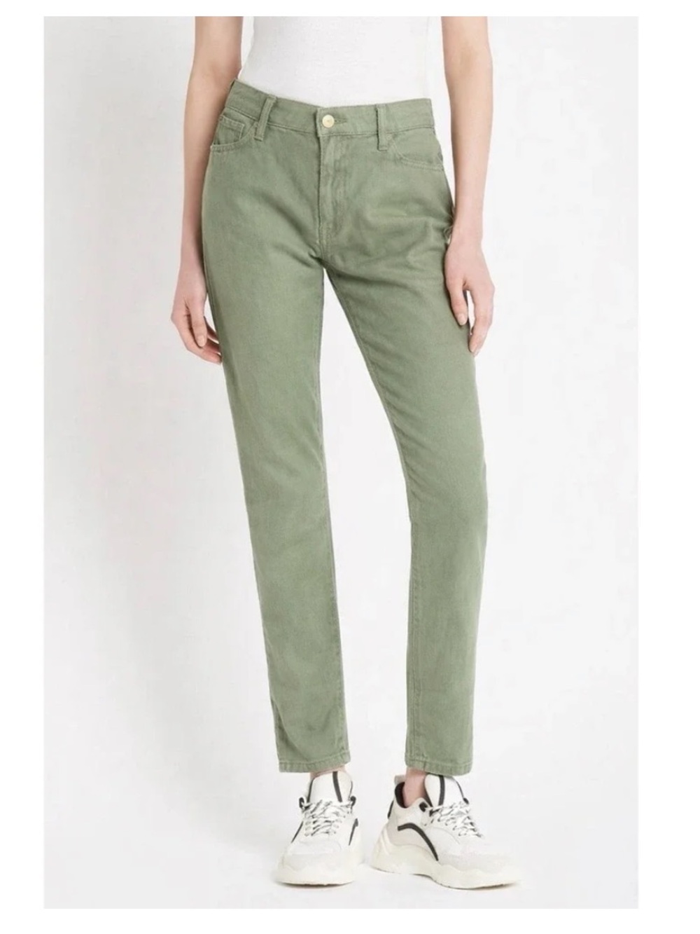 Frame Denim Olive Green Straight-Leg Jeans